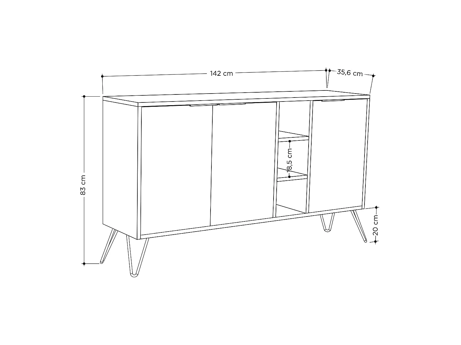 Console Clara 142 cm Anthracite Marron Clair - Venprodin
