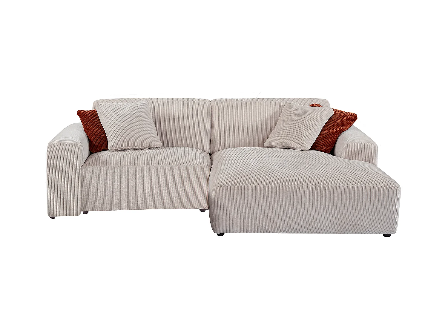 Hoekbank met hoek rechts van beige ribfluweel TIRONO van Maison Céphy