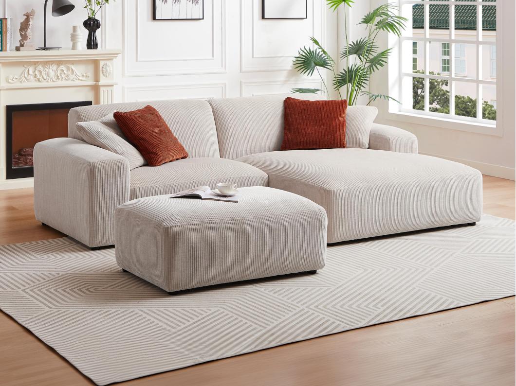 Ecksofa - Ecke rechts - Cord - Beige - TIRONO von Maison Céphy