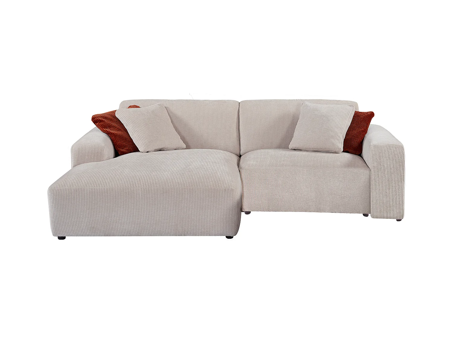 Hoekbank met hoek links van beige ribfluweel TIRONO van Maison Céphy