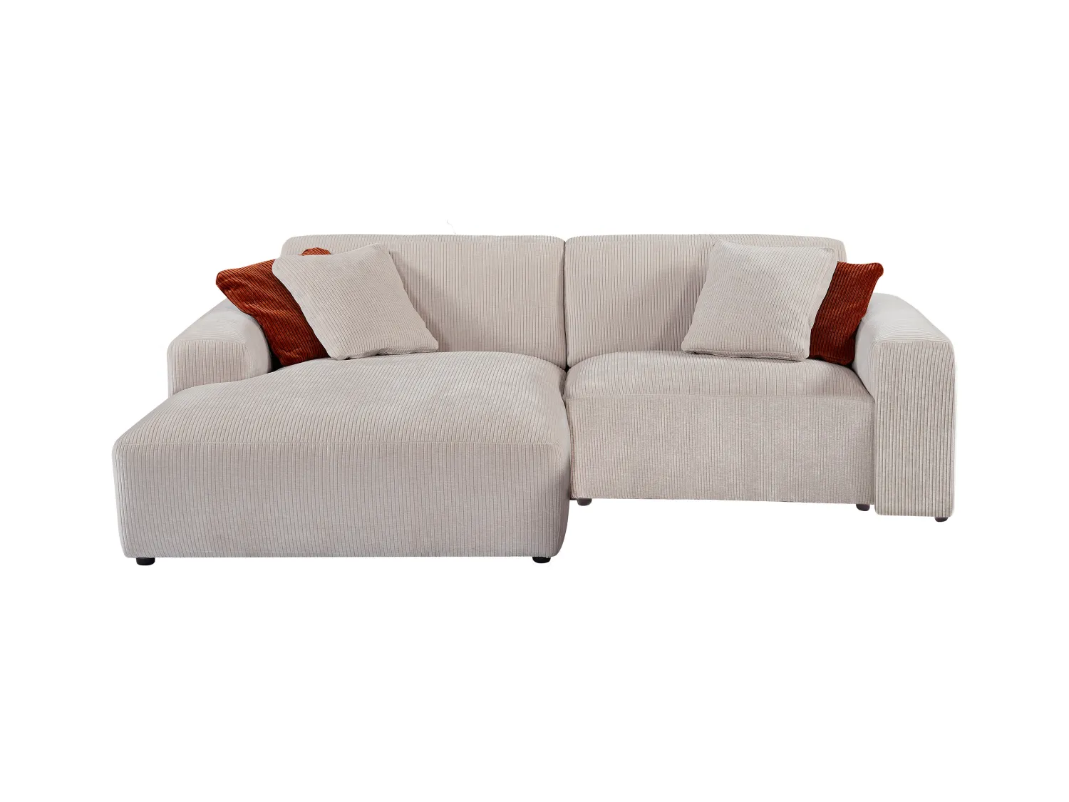 Hoekbank met hoek links van beige ribfluweel TIRONO van Maison Céphy