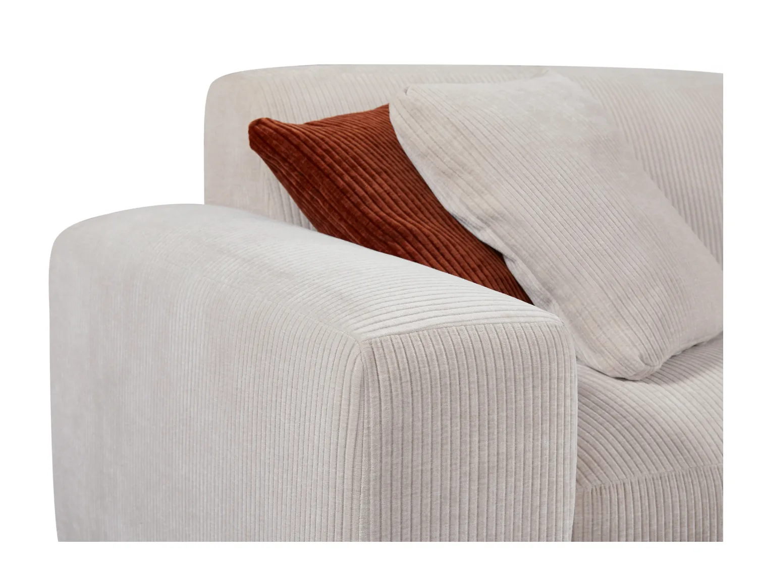 Hoekbank met hoek links van beige ribfluweel TIRONO van Maison Céphy