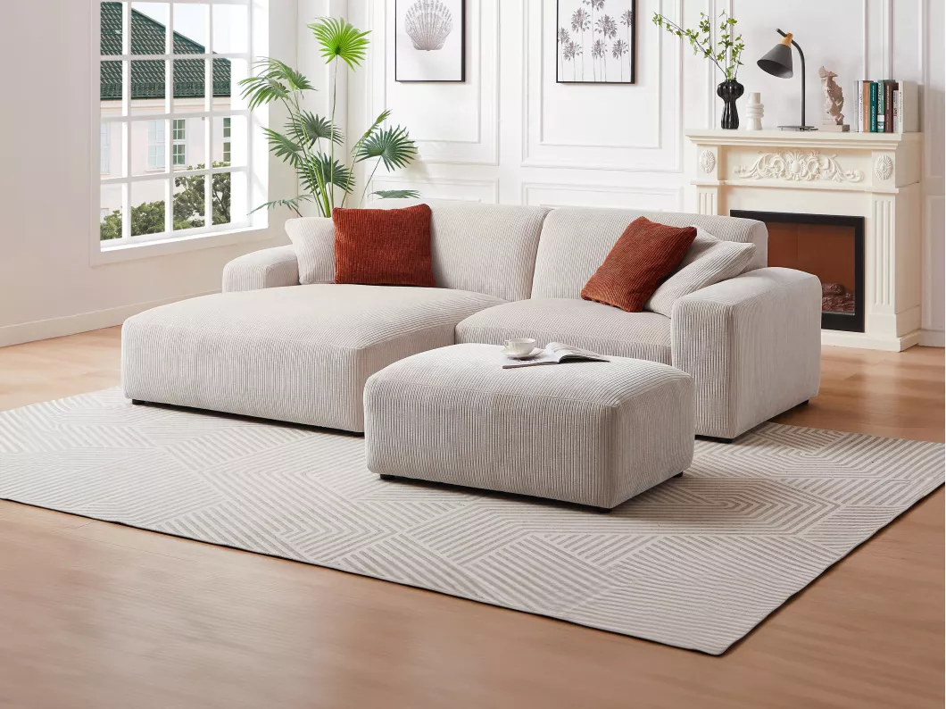 Kauf Unique Ecksofa - Ecke links - Cord - Beige - TIRONO von Maison Céphy