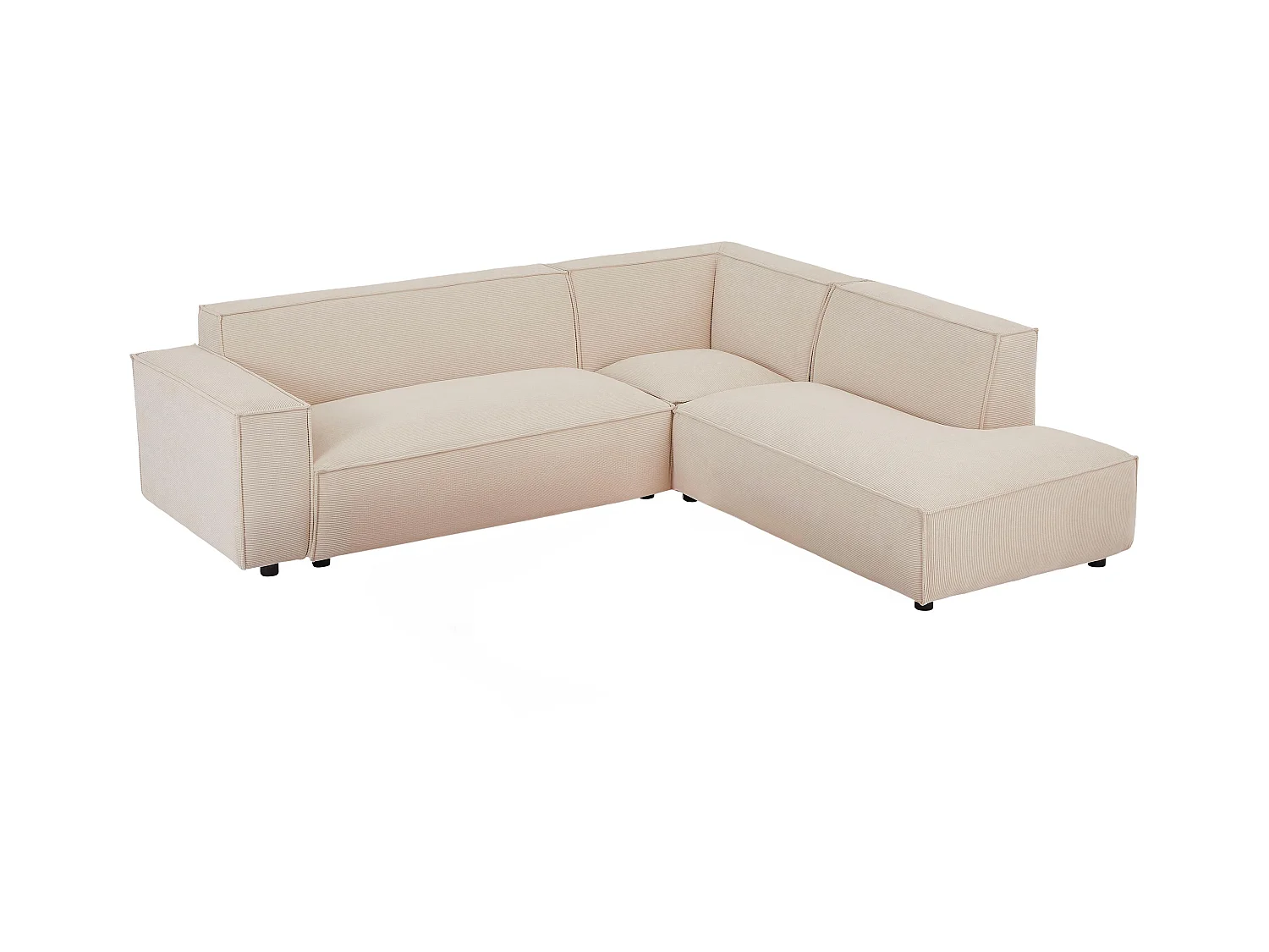 Grote hoekbank met hoek rechts van beige ribfluweel BORORE - van Pascal Morabito