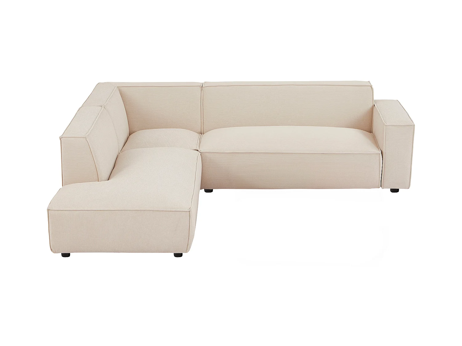 Duża kanapa narożna lewostronna ze sztruksu beż BORORE marki Pascal Morabito