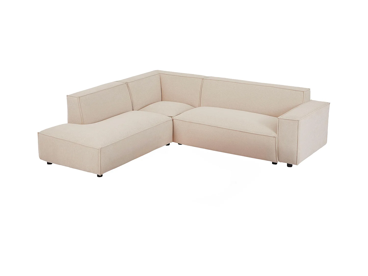 Duża kanapa narożna lewostronna ze sztruksu beż BORORE marki Pascal Morabito