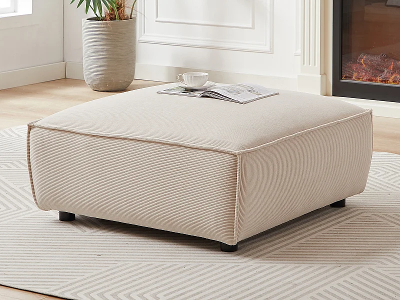 Pouf en velours côtelé beige BORORE de Pascal Morabito