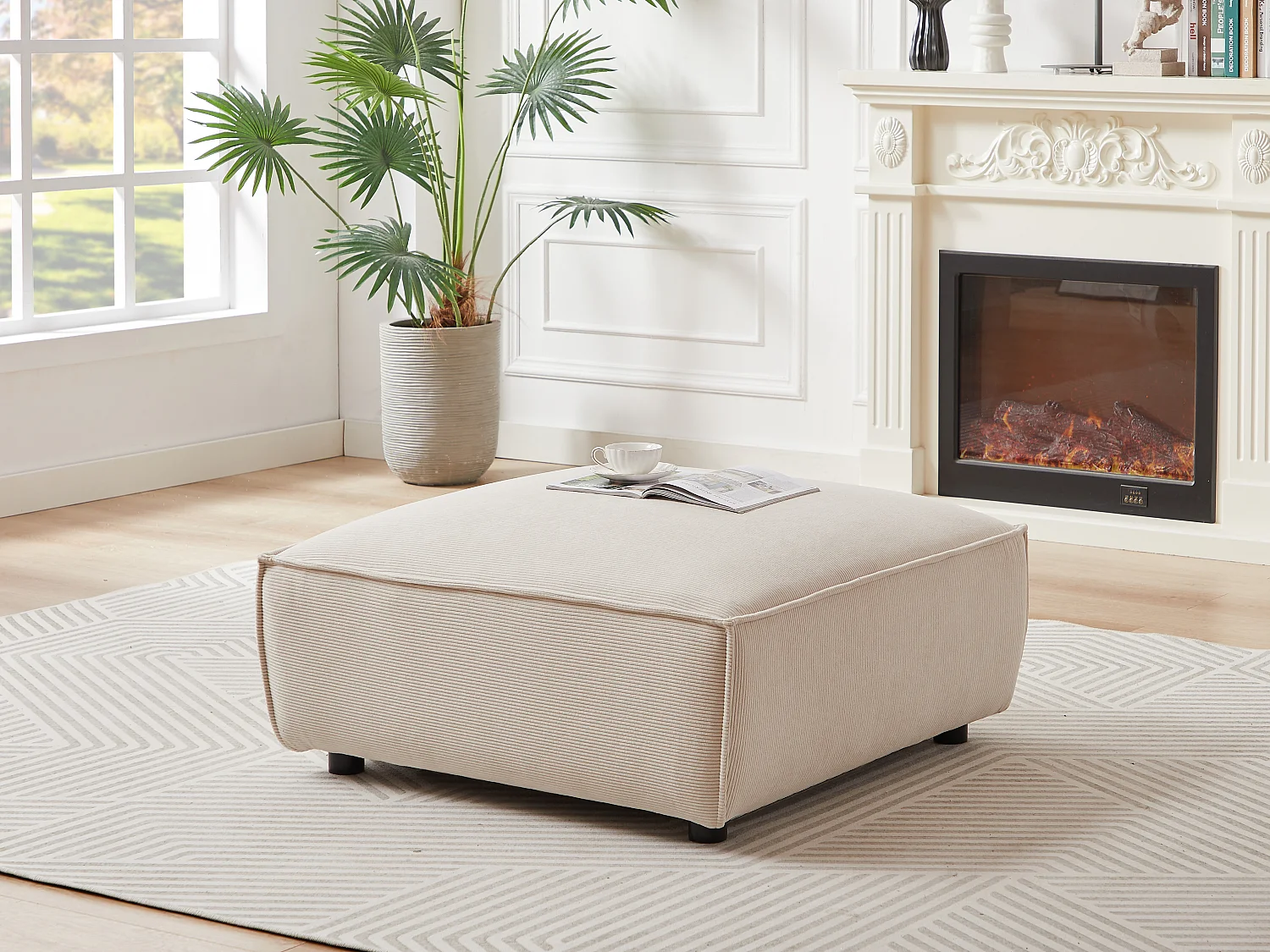 Pouf en velours côtelé beige BORORE de Pascal Morabito