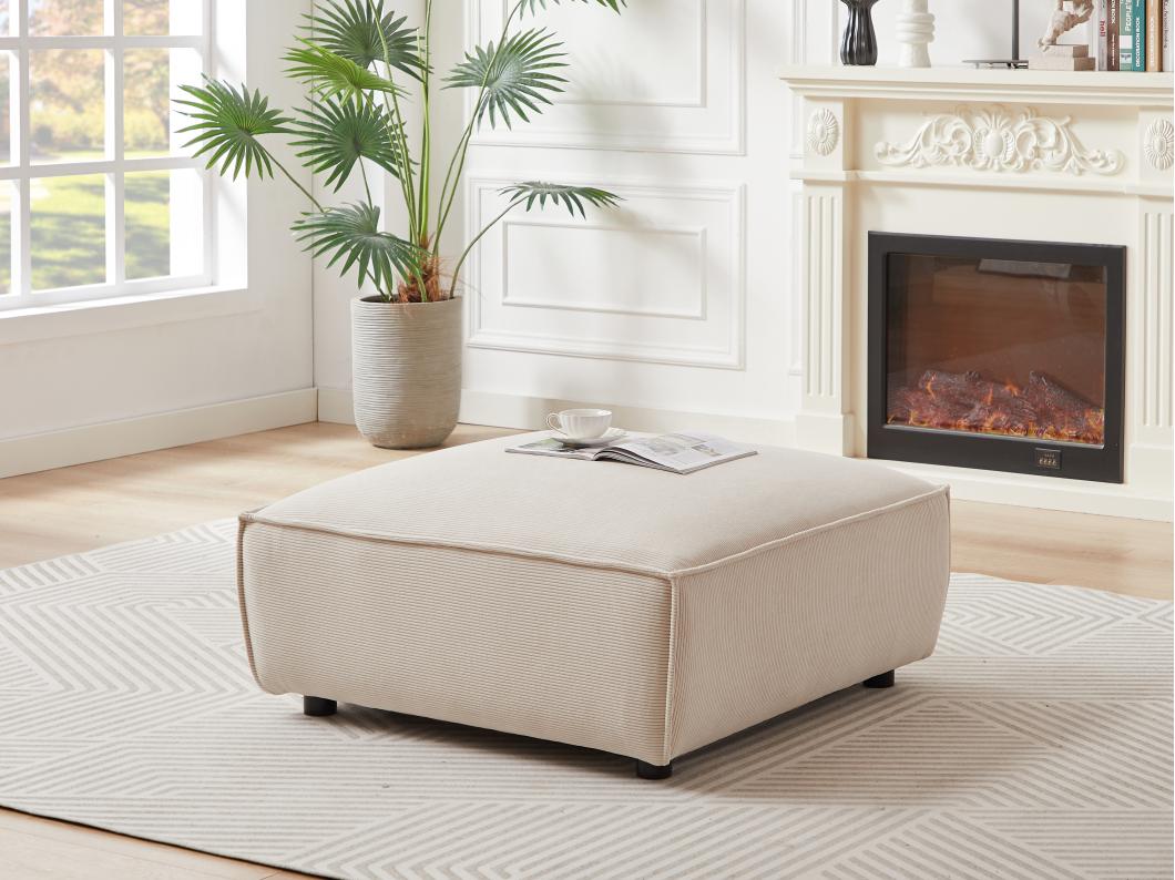 Pouf en velours côtelé beige BORORE de Pascal Morabito