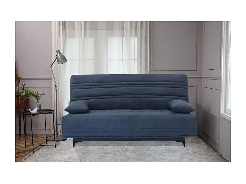 Banquette clic clac 3 places - tissu bleu - Style contemporain - L199 x P96