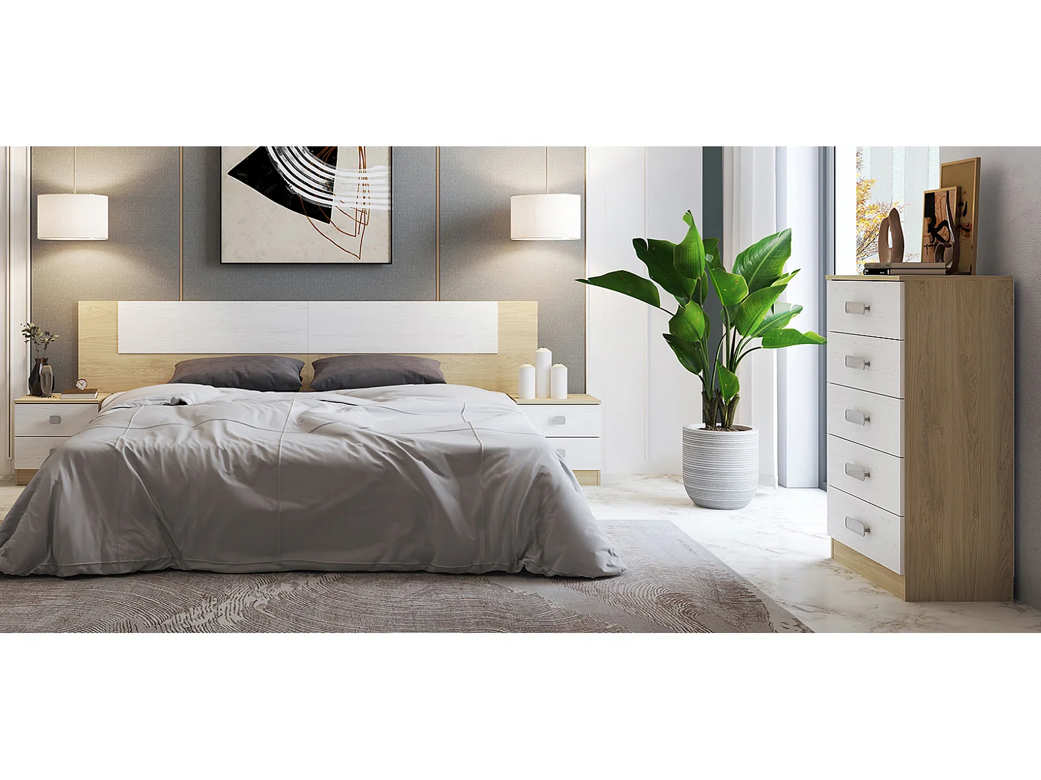 Tête de lit coloris puccini, andersen- Longueur 247 x Profondeur 3,20 x Hauteur 49,8 cm