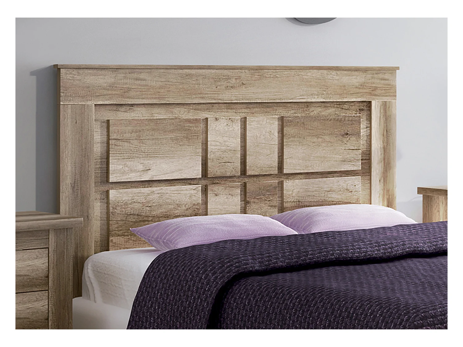 Tête de lit avec pieds coloris chêne vieilli - Longueur 160 x profondeur 3,8 x hauteur 119,3 cm