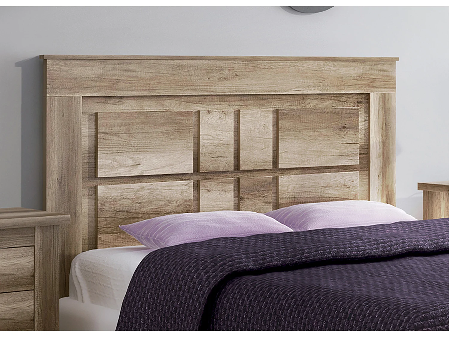 Tête de lit avec pieds coloris chêne vieilli - Longueur 160 x profondeur 3,8 x hauteur 119,3 cm