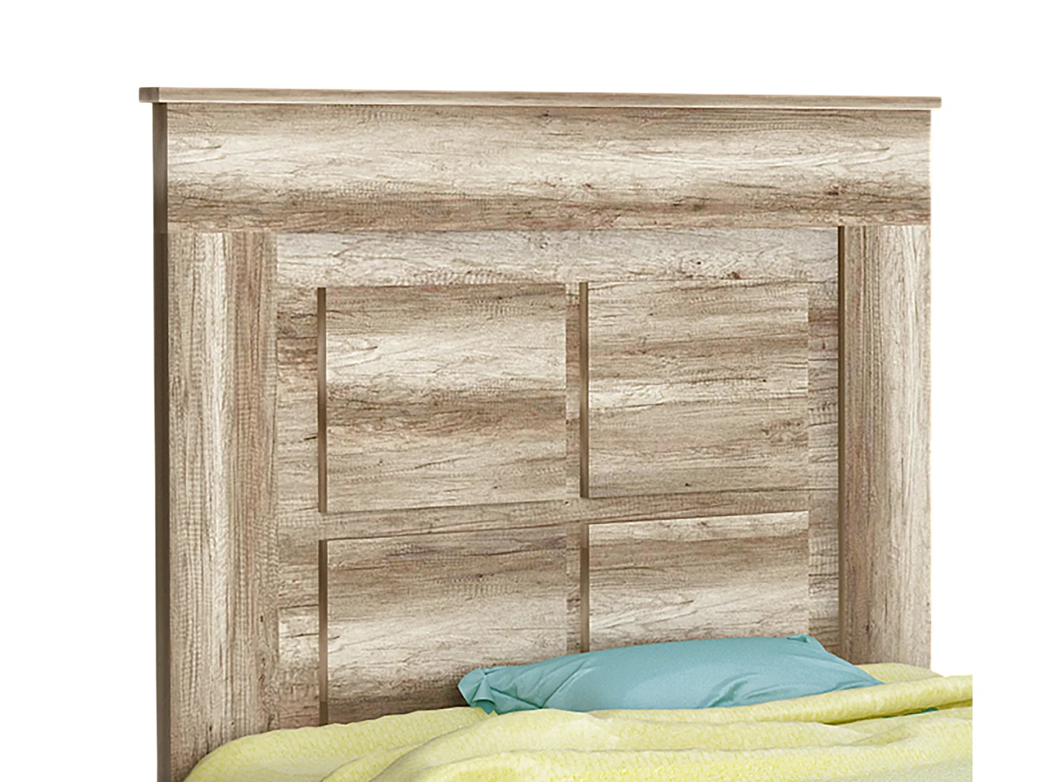 Tête de lit avec pieds coloris chêne vieilli - Longueur 110 x profondeur 3,8 x hauteur 119,3 cm