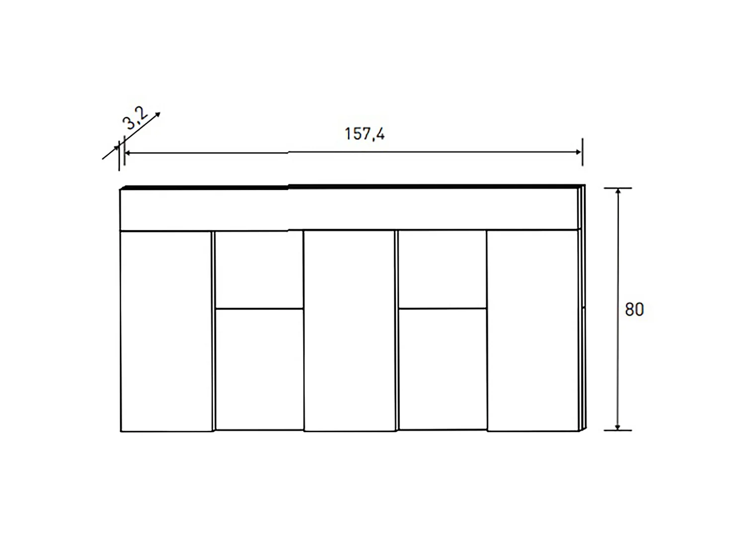 Tête de lit coloris coloris Chêne, graphite - Longueur 157,4 x profondeur 3,2 x hauteur 80 cm