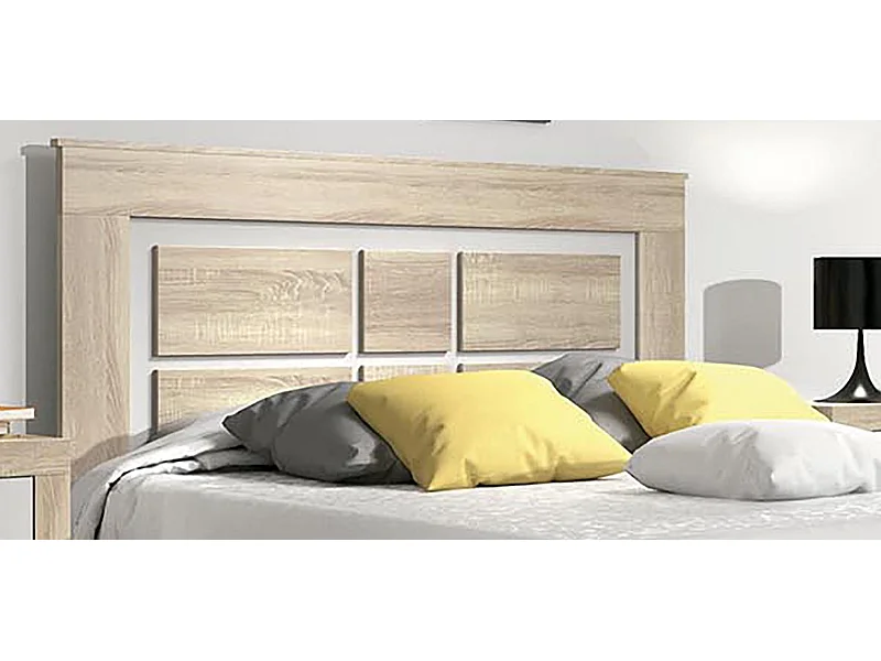 Tête de lit avec pieds coloris Chêne cambrian, blanc - Longueur 160 x Profondeur 3,8 x Hauteur 120 cm