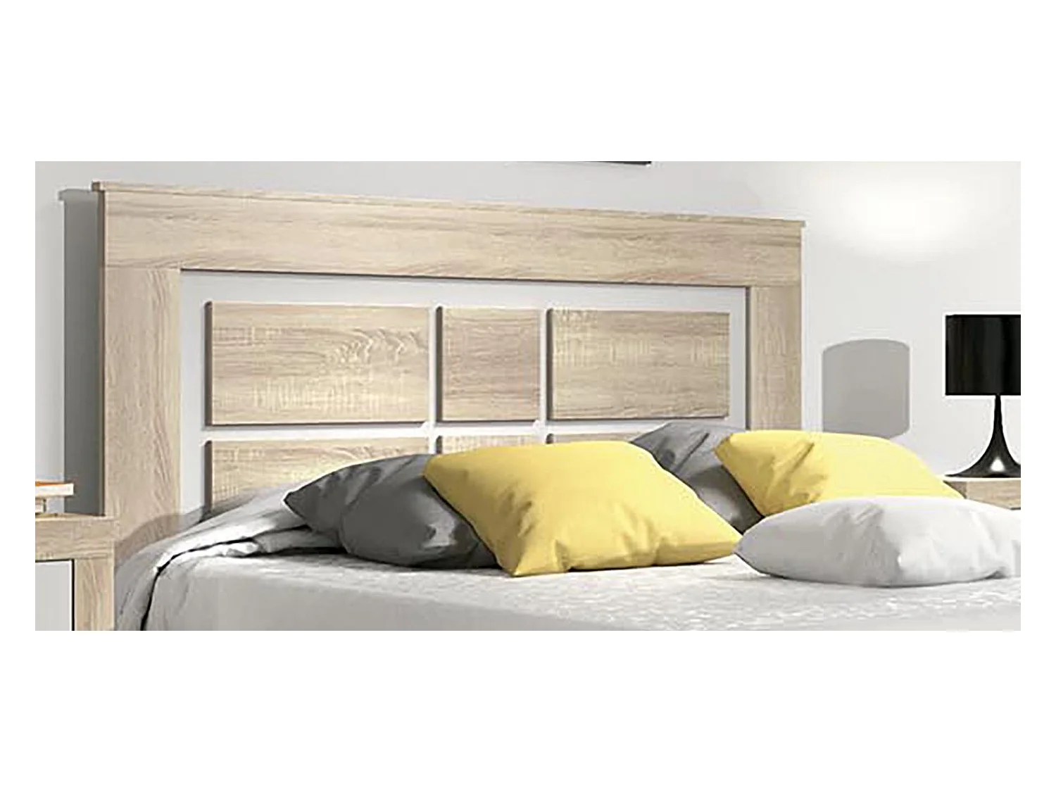 Tête de lit avec pieds coloris Chêne cambrian, blanc - Longueur 160 x Profondeur 3,8 x Hauteur 120 cm