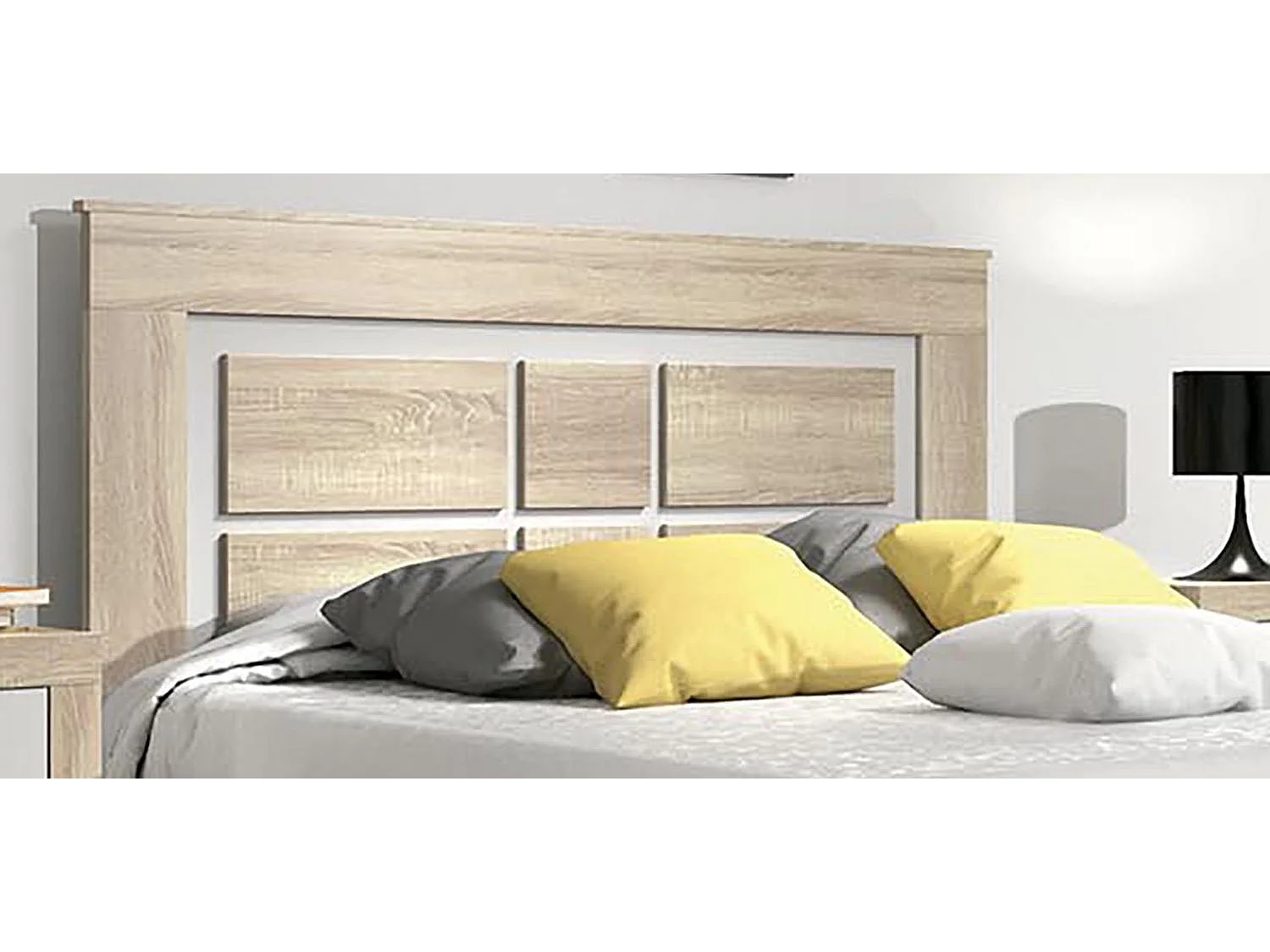 Tête de lit avec pieds coloris Chêne cambrian, blanc - Longueur 160 x Profondeur 3,8 x Hauteur 120 cm