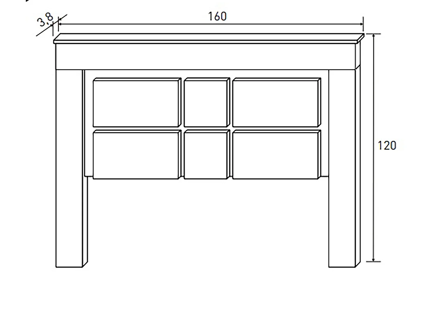 Tête de lit avec pieds coloris Chêne cambrian, blanc - Longueur 160 x Profondeur 3,8 x Hauteur 120 cm