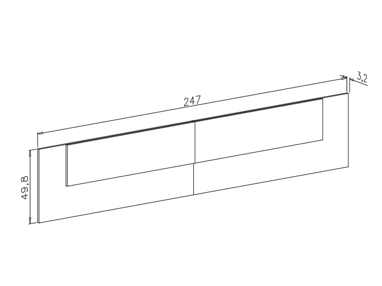 Tête de lit coloris andersen, graphite - Longueur 247 x Profondeur 3,20 x Hauteur 49,8 cm