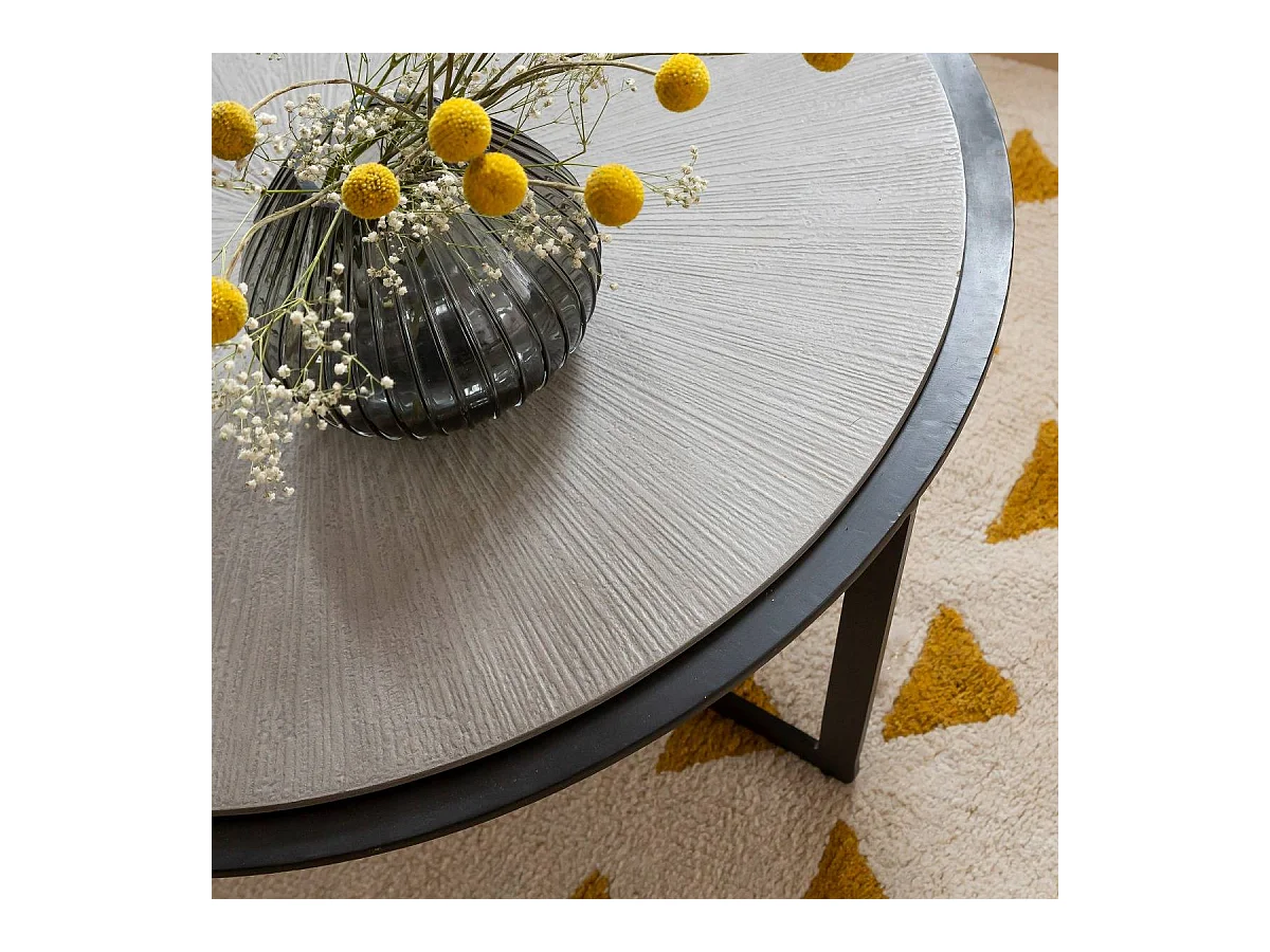 Table basse ronde en bois et métal Céleste