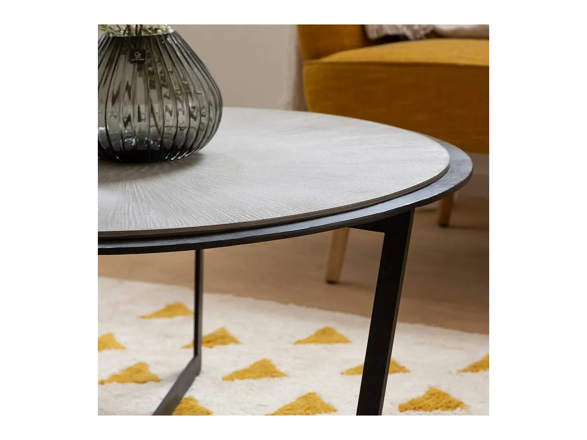 Table basse ronde en bois et métal Céleste