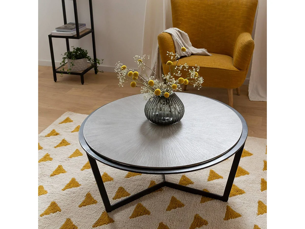 Table basse ronde en bois et métal Céleste