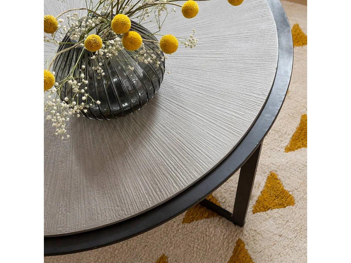 Table basse ronde en bois et métal Céleste