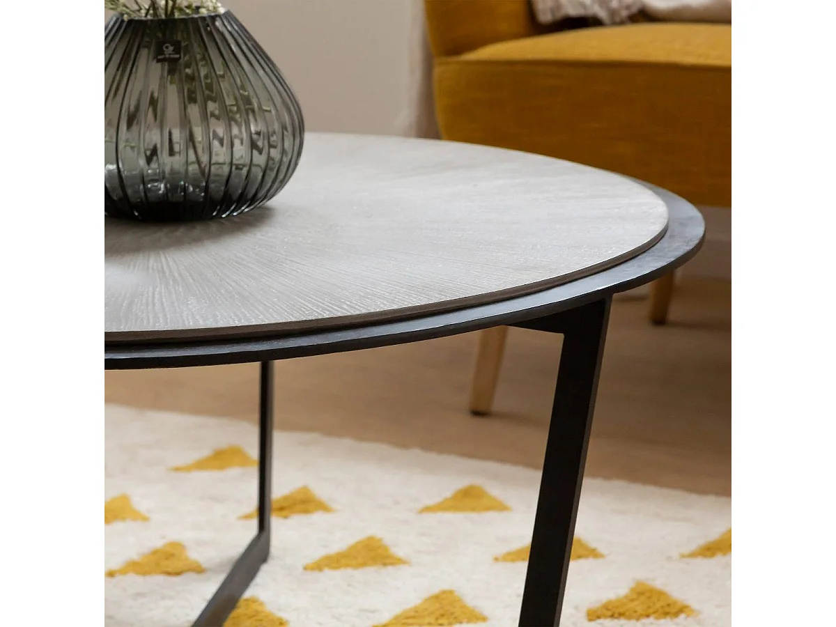 Table basse ronde en bois et métal Céleste