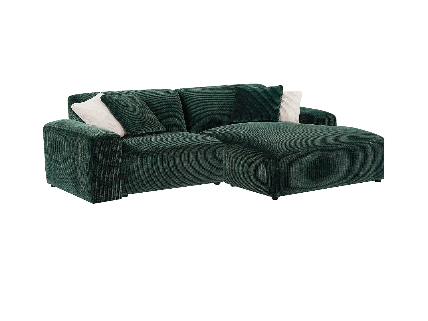 Canapé d'angle droit en velours côtelé vert sapin TIRONO de Maison Céphy
