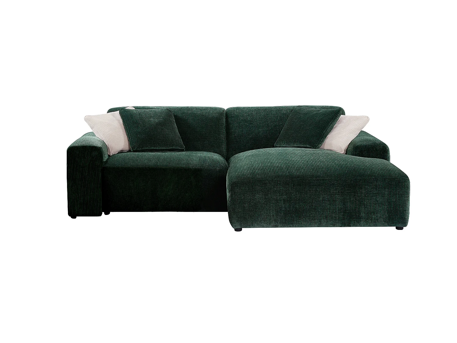 Hoekbank met hoek rechts van dennengroen ribfluweel TIRONO van Maison Céphy