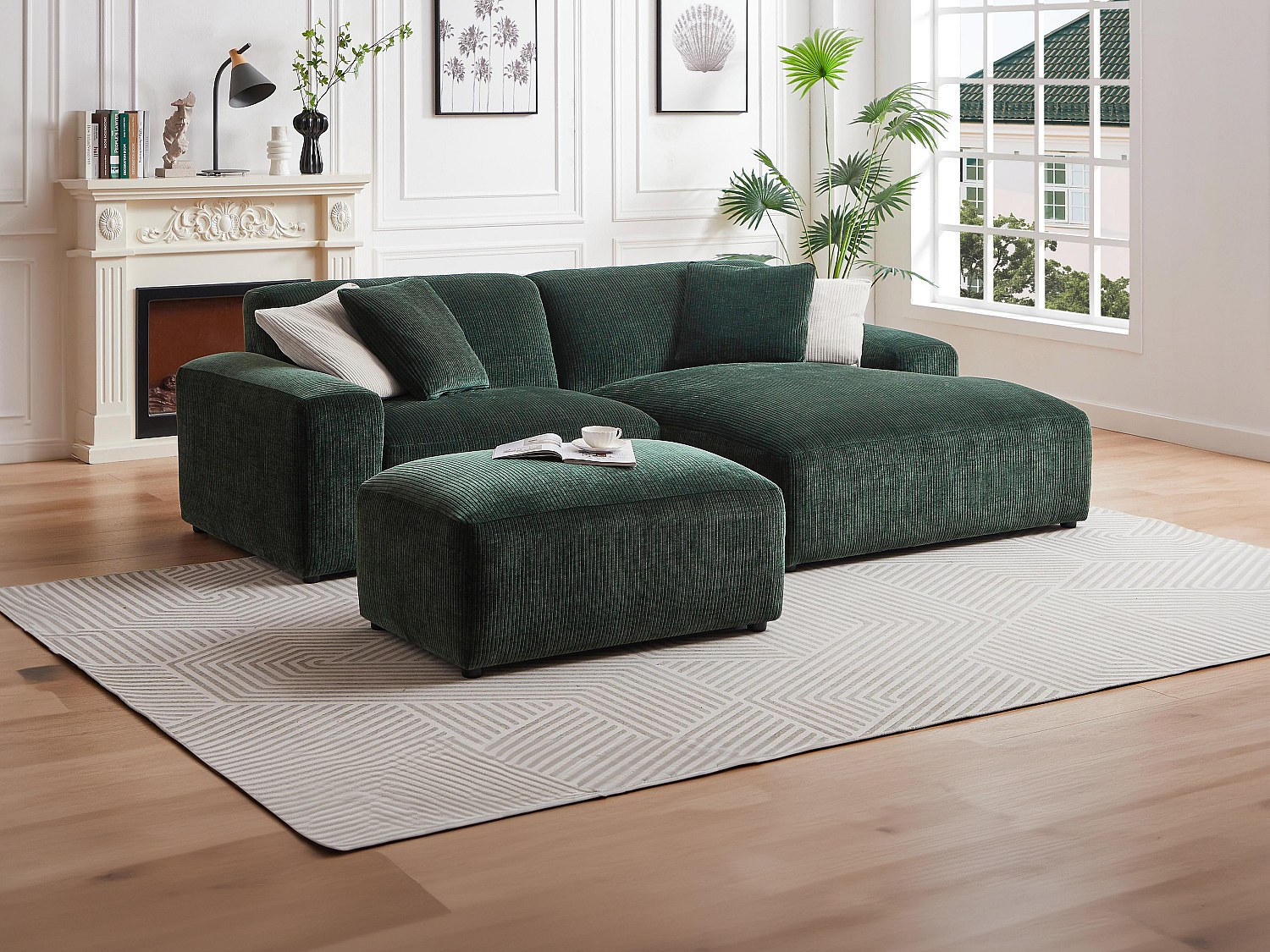 Vente-unique Ecksofa - Ecke Rechts - Cord - Tannengrün - Tirono Von Maison Céphy
