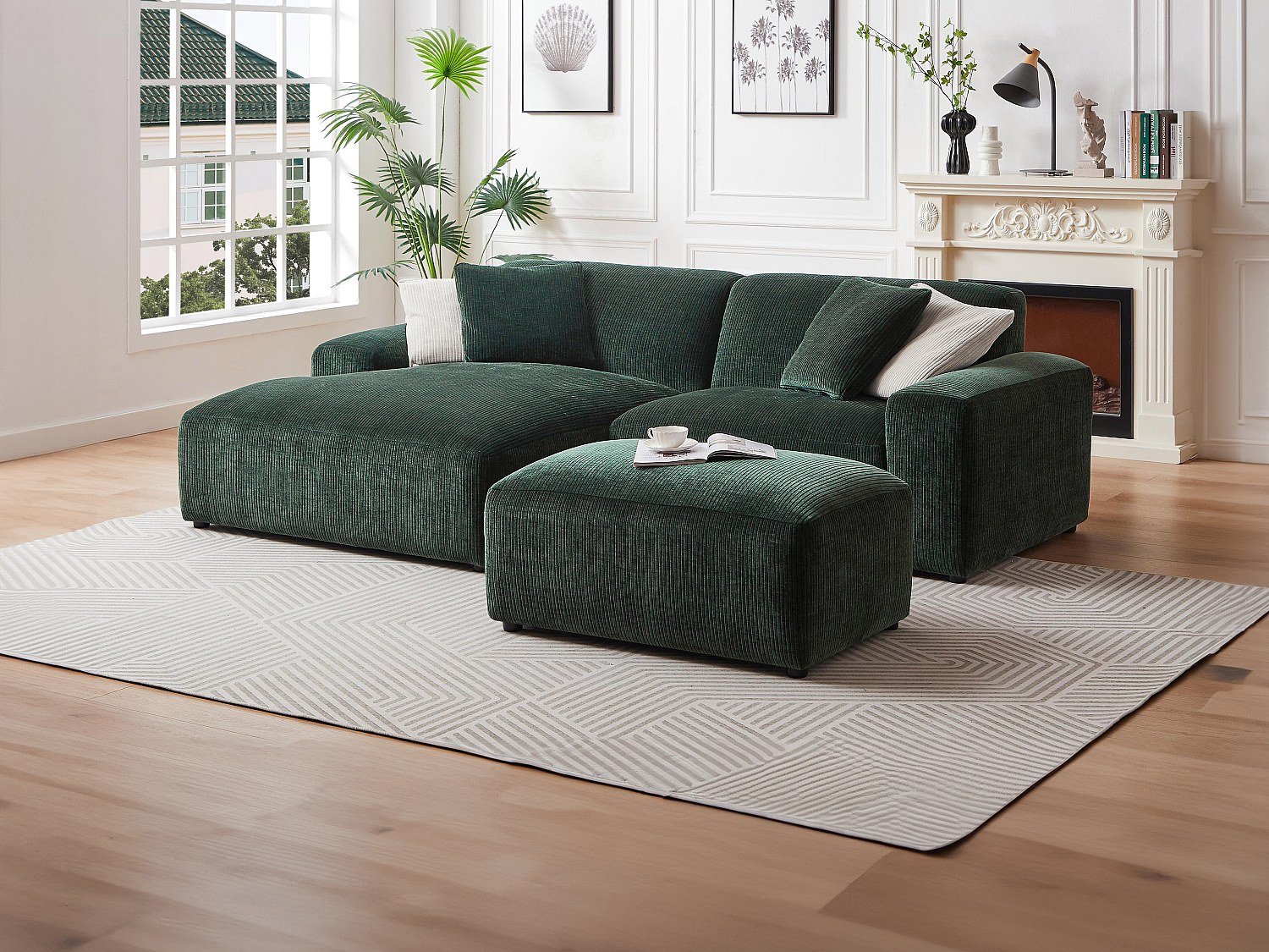 Vente-unique Ecksofa - Ecke Links - Cord - Tannengrün - Tirono Von Maison Céphy