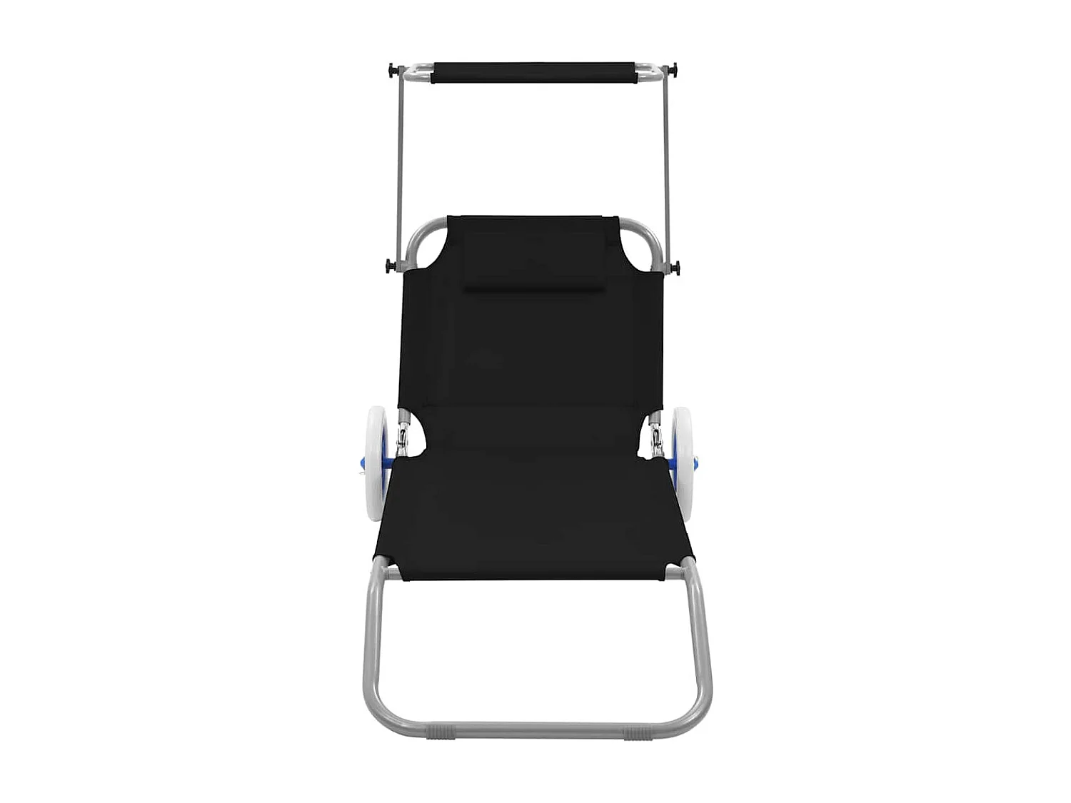 Klappliege mit Sonnenschutz und Rädern Stahl Schwarz