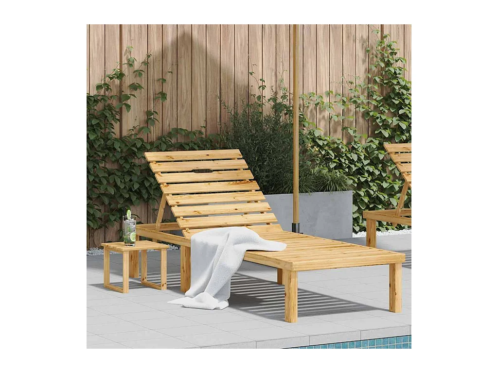 Chaise longue de jardin avec table Bois de pin imprégné