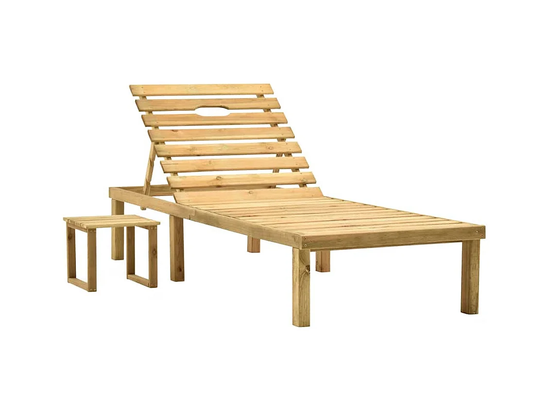 Ligbed met tafel geïmpregneerd grenenhout