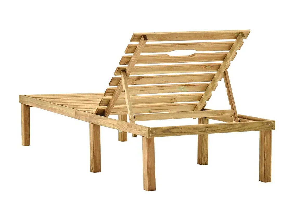 Lettino Prendisole con Tavolino in Legno di Pino Impregnato