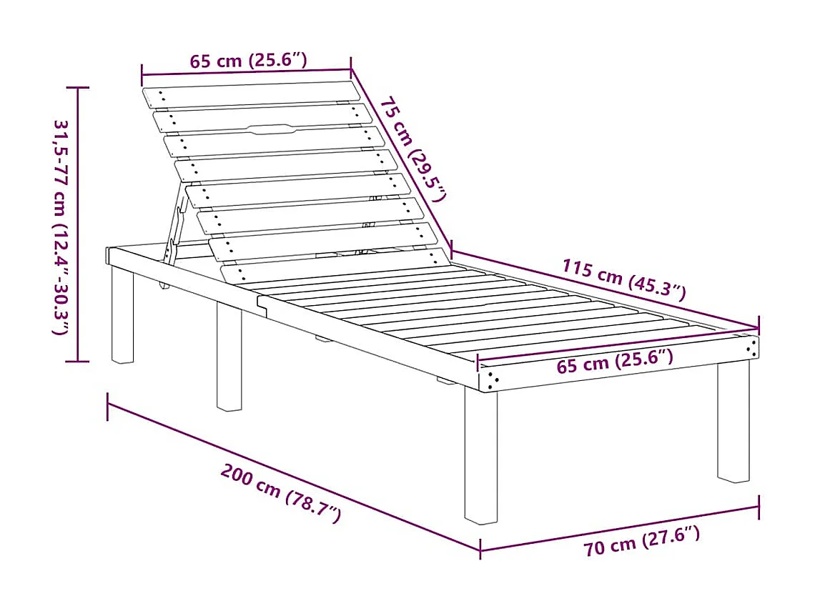 Chaise longue Bois de pin imprégné