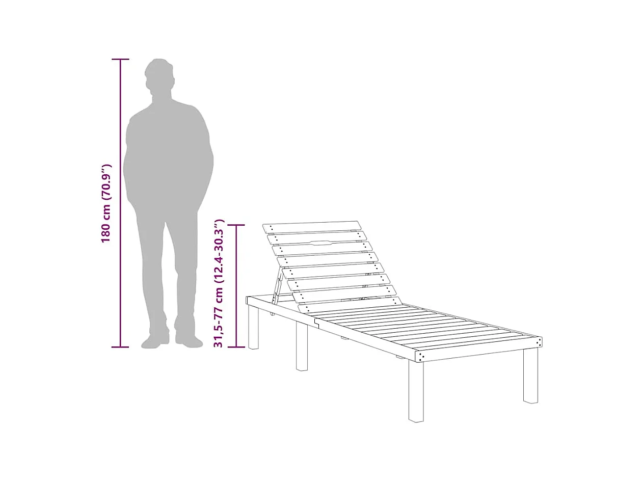 Chaise longue Bois de pin imprégné