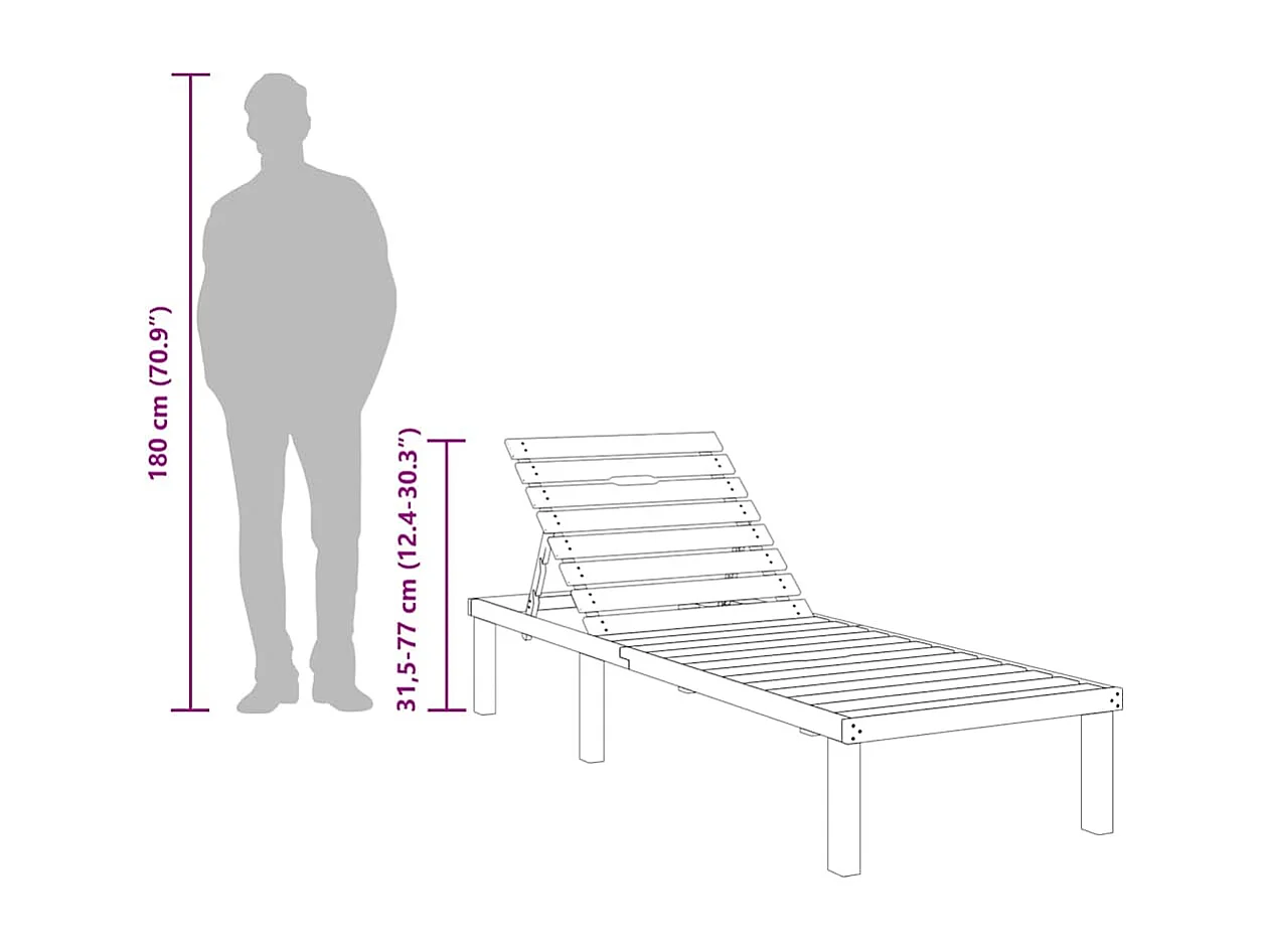 Chaise longue Bois de pin imprégné