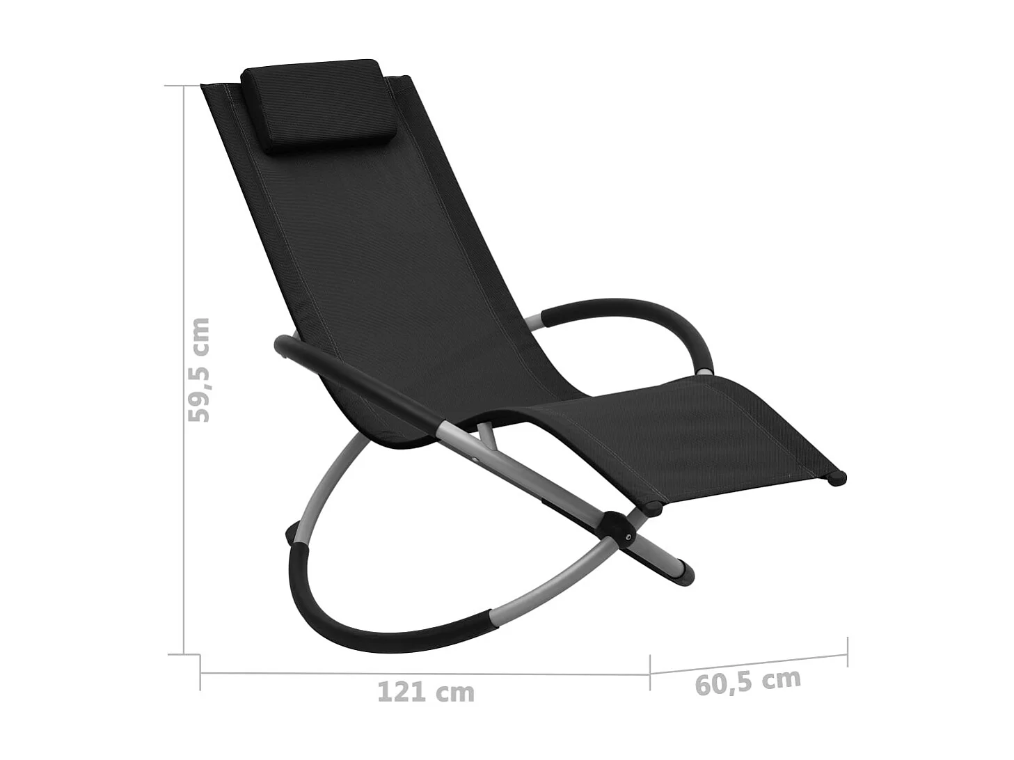 Chaise longue pour enfants Acier Noir