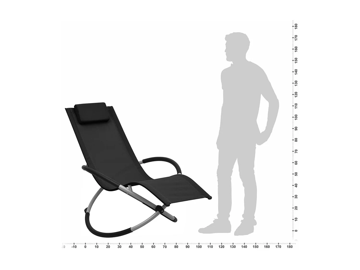 Chaise longue pour enfants Acier Noir