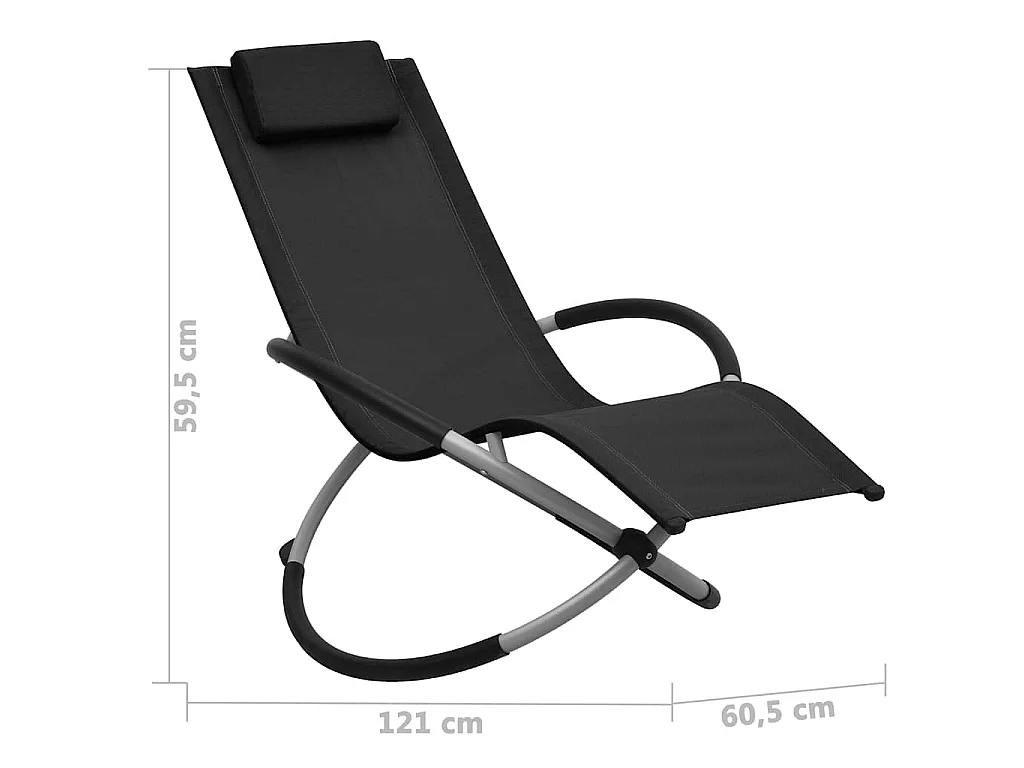 Chaise longue pour enfants Acier Noir