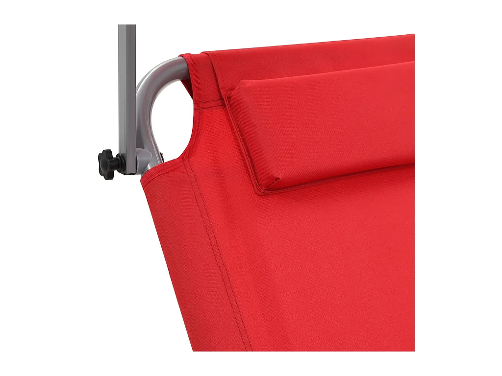 Sonnenliege Klappbar mit Sonnenschutz und Rädern Stahl Rot