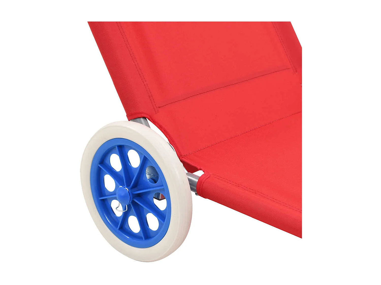 Chaise longue pliable avec auvent et roues Acier Rouge