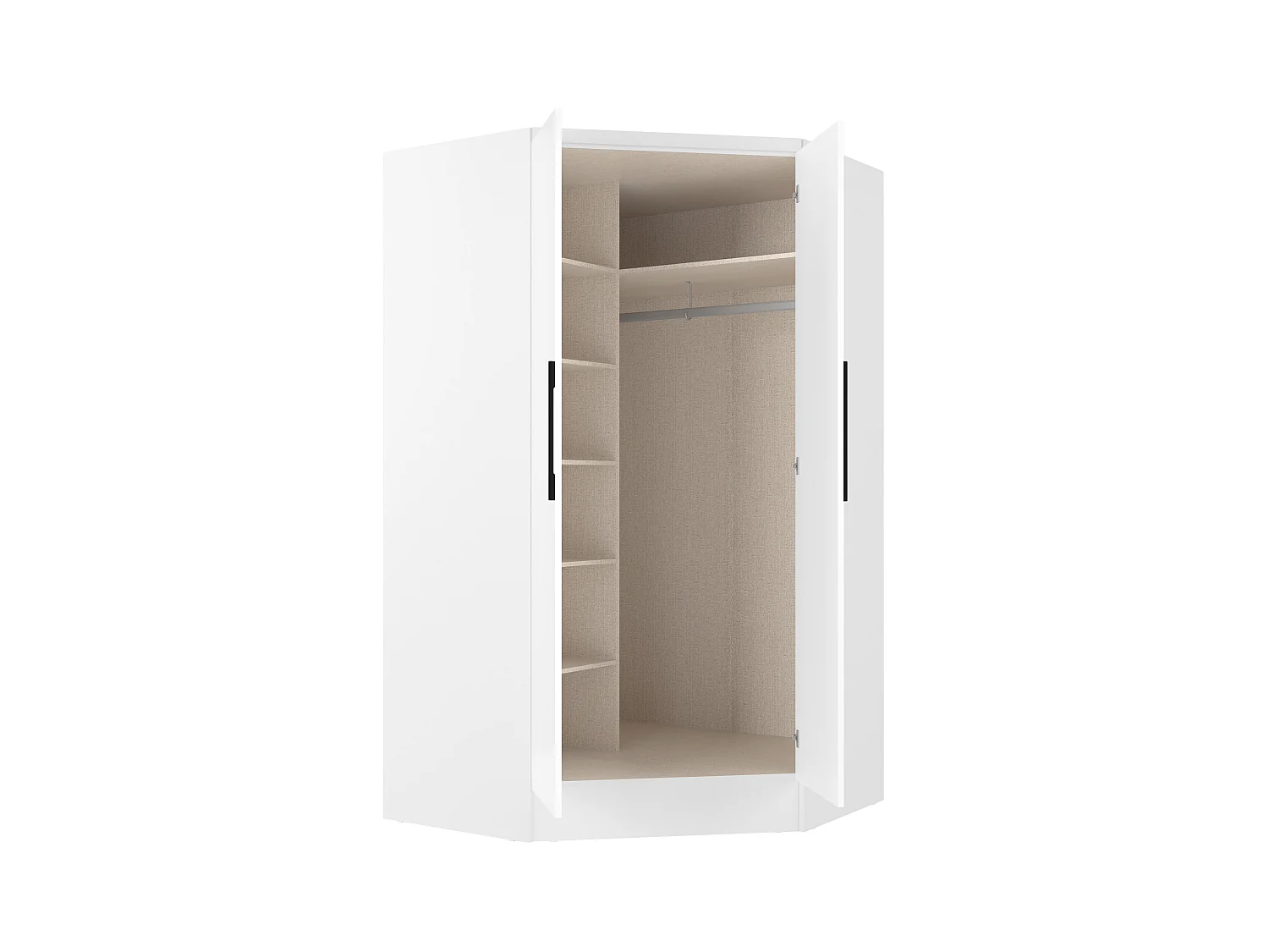 Eckkleiderschrank - 2 Türen - 101 cm - Weiß - AURALI