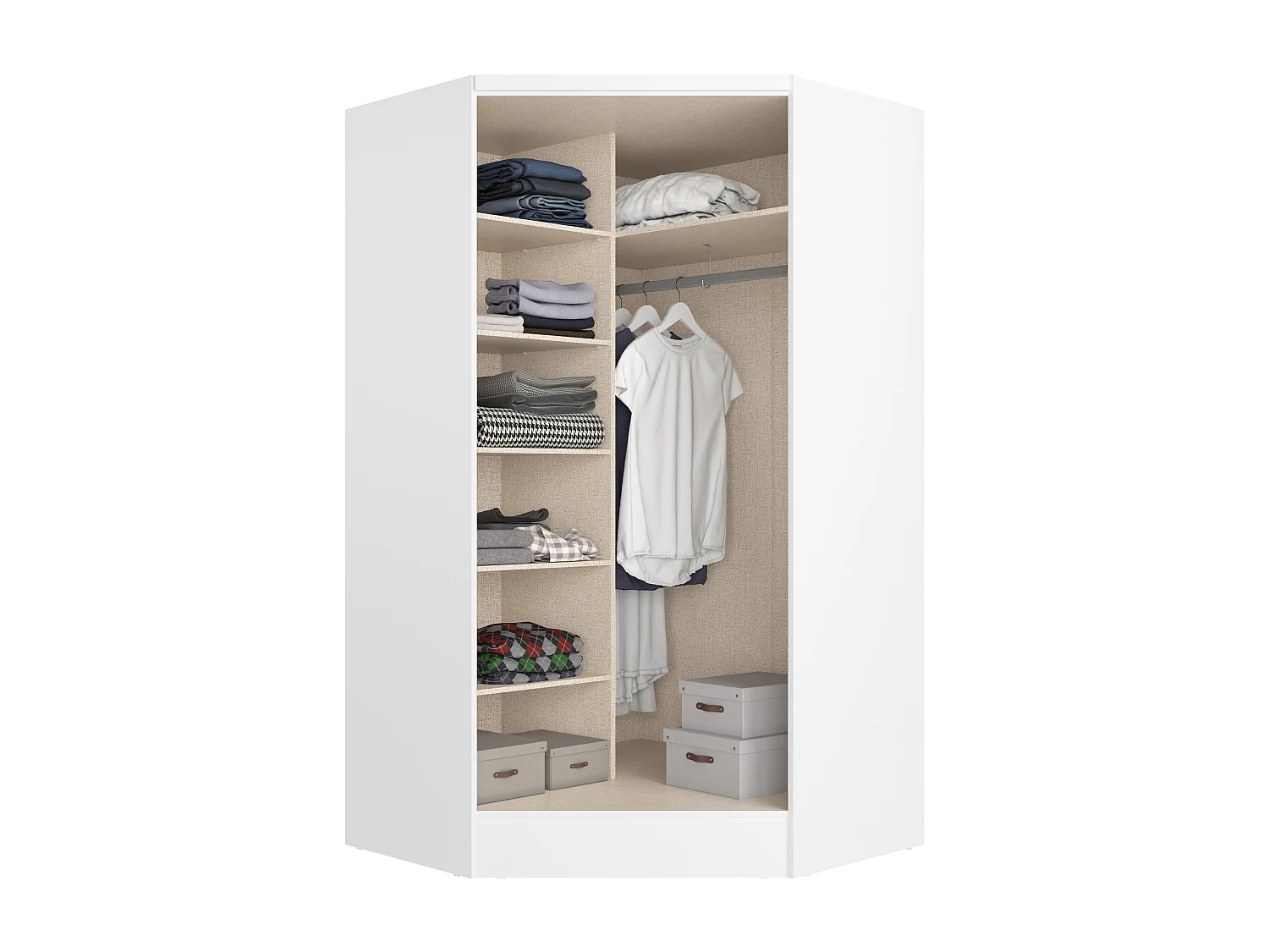 Armadio angolare 2 ante L101 cm Bianco - AURALI