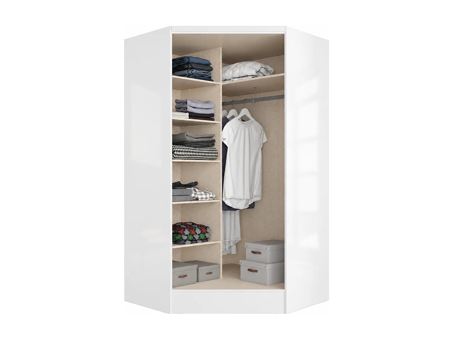 Armadio angolare 2 ante L101 cm Bianco - AURALI