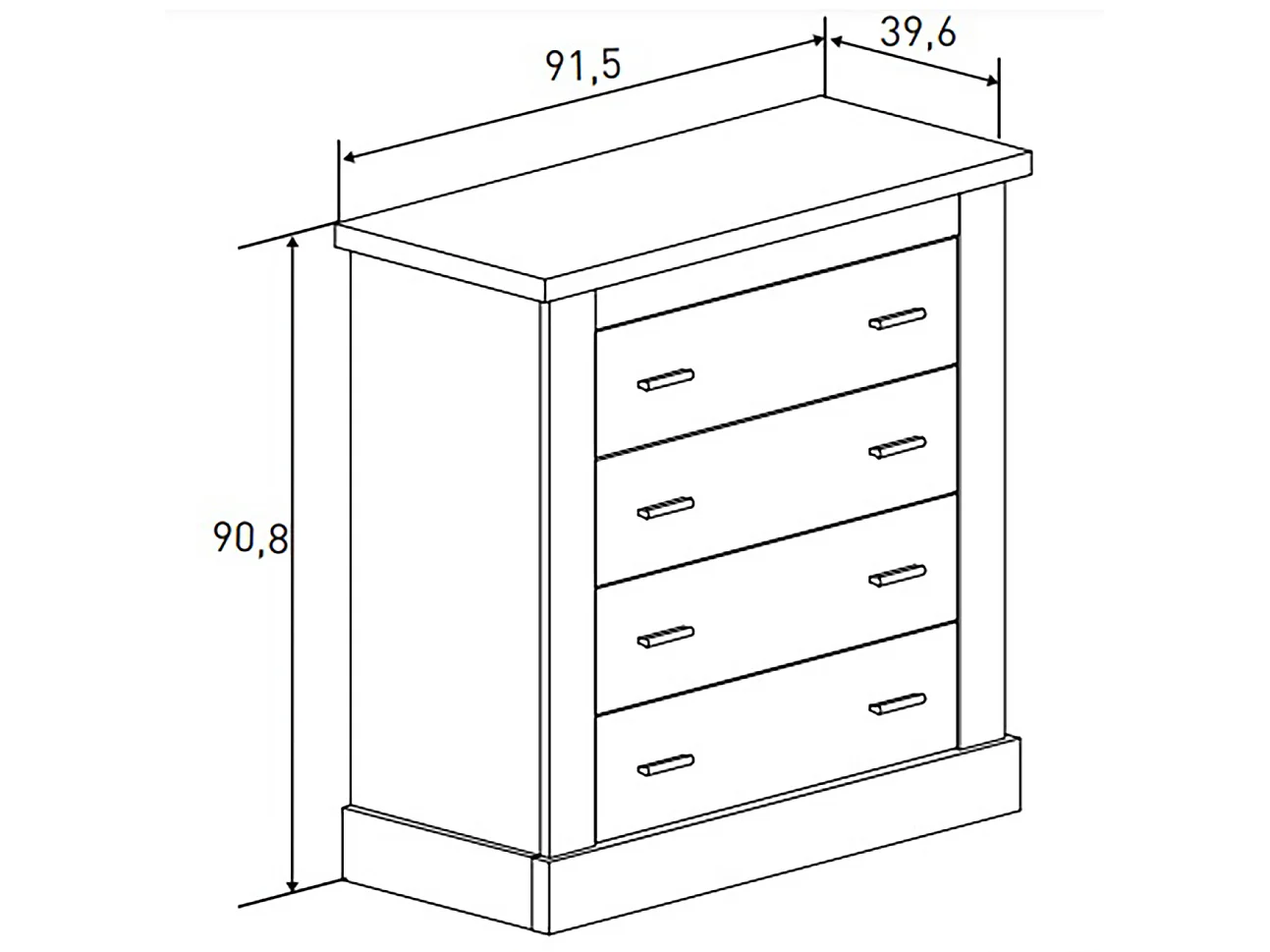 Ensemble chambre à coucher, tête de lit + 2 tables chevets + commode + miroir mural coloris chêne cambrian, blanc