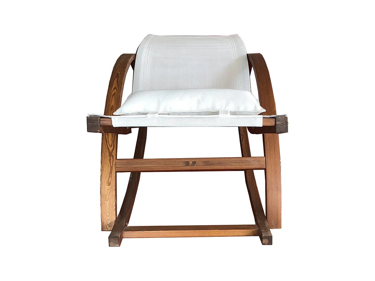 Schaukel-Liegestuhl aus ungebleichtem Holz ALCOBA